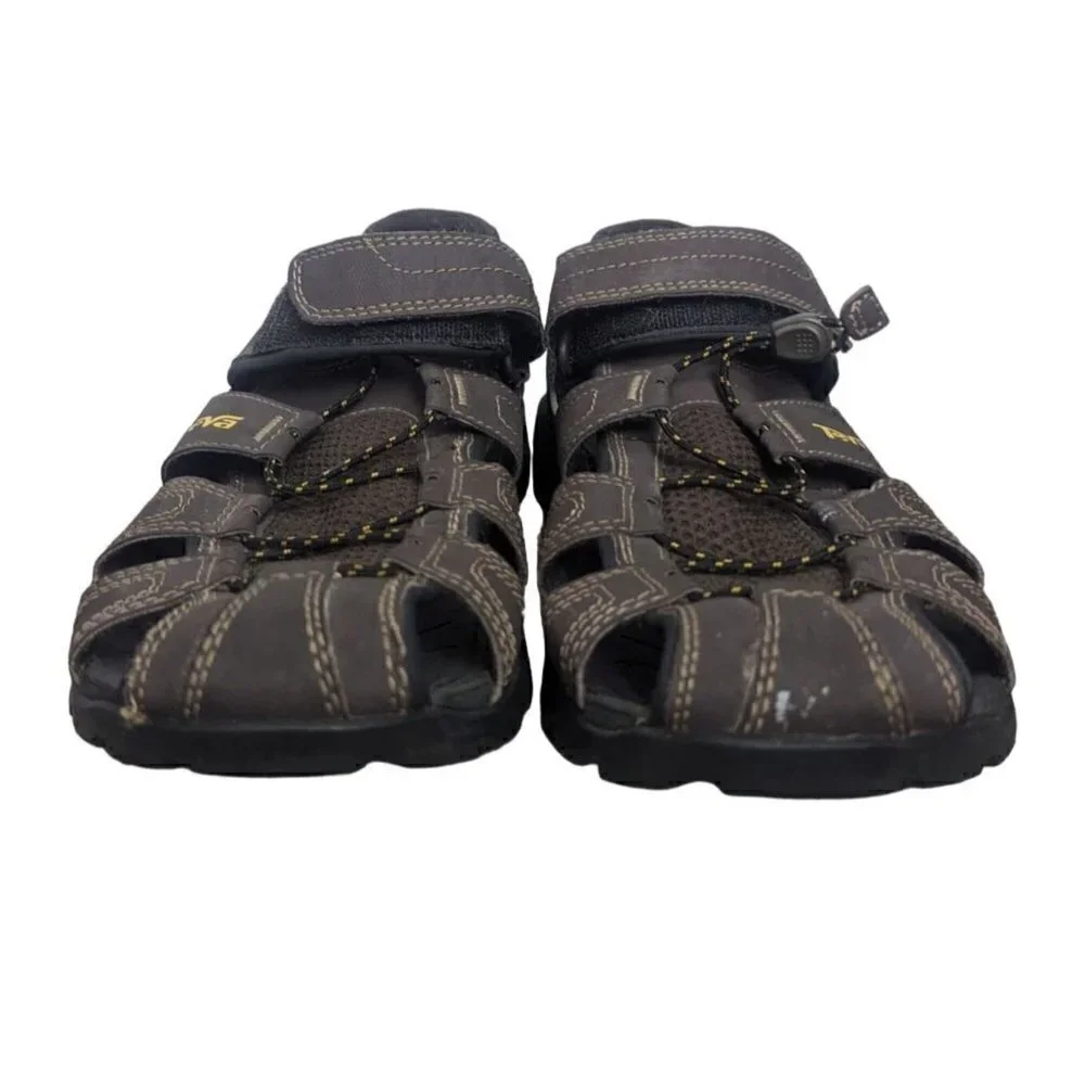 Teva Mens Size 10 Forebay Fisherman Sport Hiking Sandals Brown ShocPad 1001116